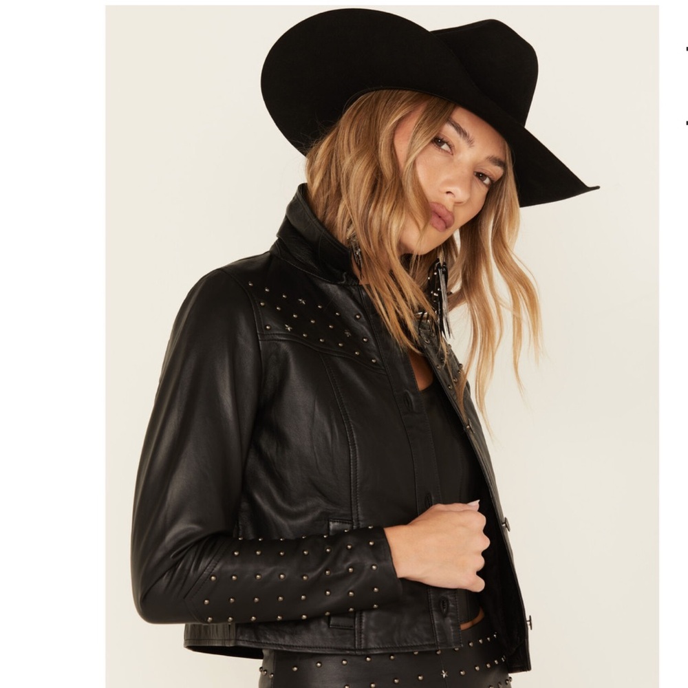 RARE $299 Idyllwind Omaha Studded Lamb Leather Jacket